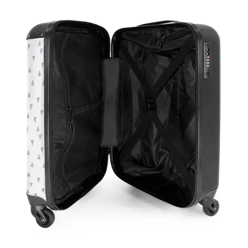 Blauwe driehoeken op een wit vlak NBS - Handbagage koffer - Kinderen Unisex middel -binnenkant