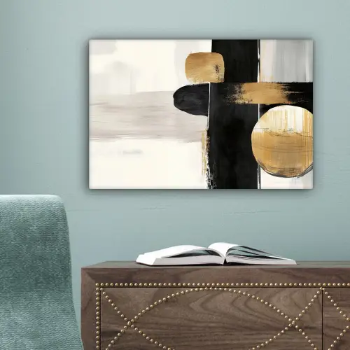 Vormen - Penseelstreken - Abstract - Goud canvas 2cm klein -sfeer4