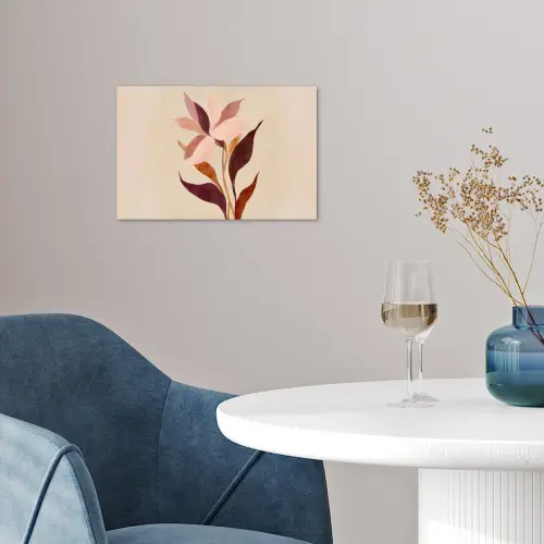 Bloemen - Blaadjes - Minimalistisch - Roze poster papier klein -sfeer3