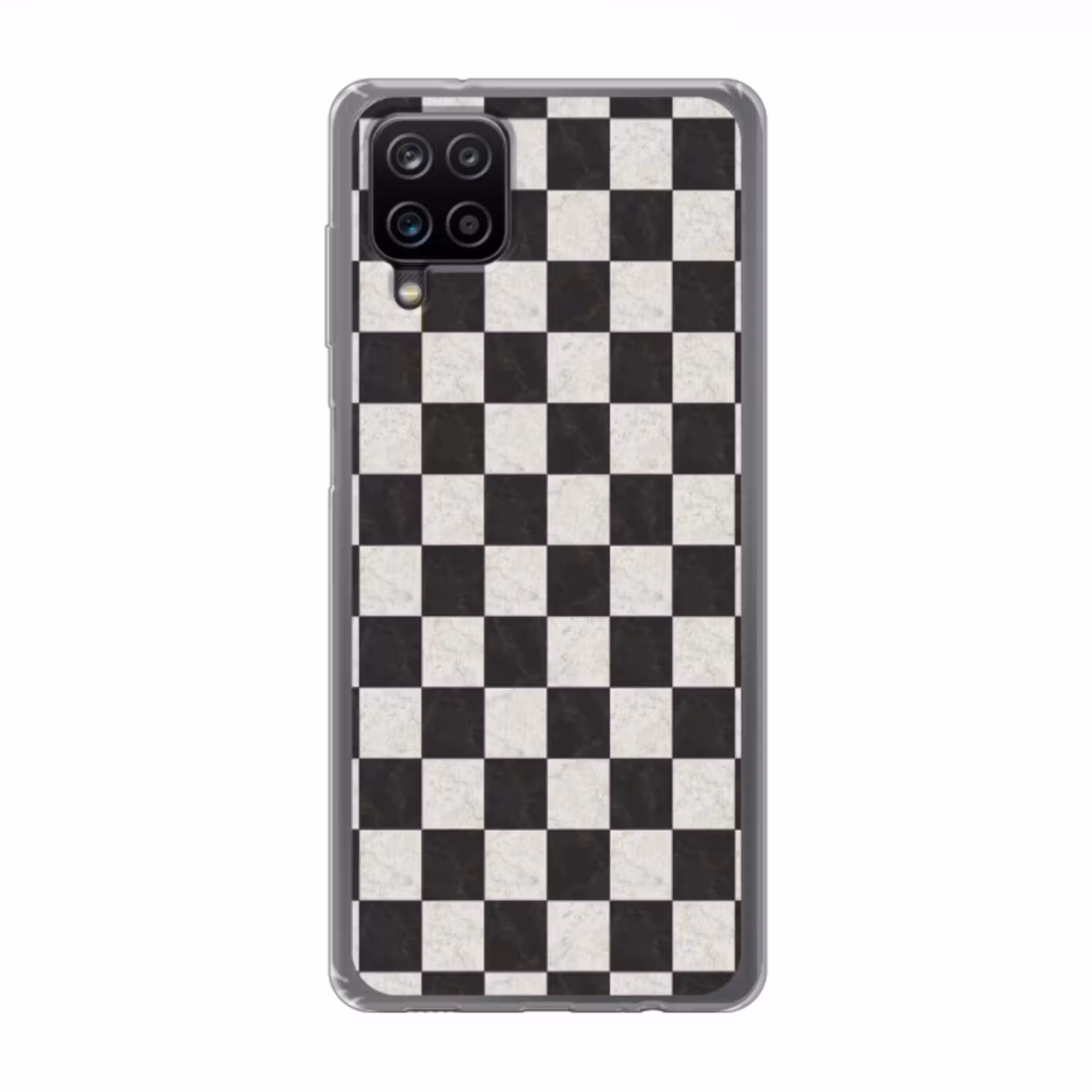 Dambord - Marmer - Zwart - Wit Telefoonhoesje Samsung Galaxy A12 klein 372 -3d