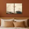 Landschap - Japandi - Beige - Vogels Canvas - Meerluiken 2 luik klein -sfeer2