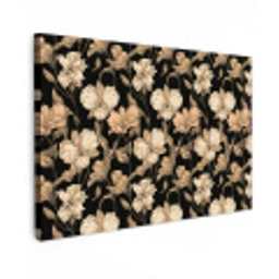 Orchideeën - Lijntekening - Patroon - Beige - Zwart Tuinposter op houten frame 2 cm dik klein 845 -3d
