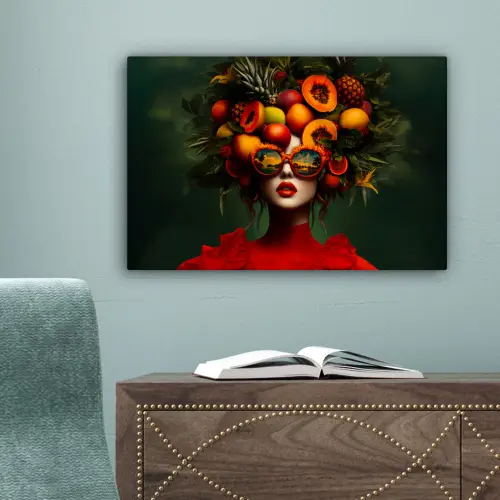 Vrouw - Vruchten - Papaja - Ananas canvas 2cm klein -sfeer4