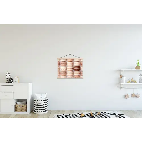 Macarons - Beige - Bruin textielposter latten blank klein -kinderkamer
