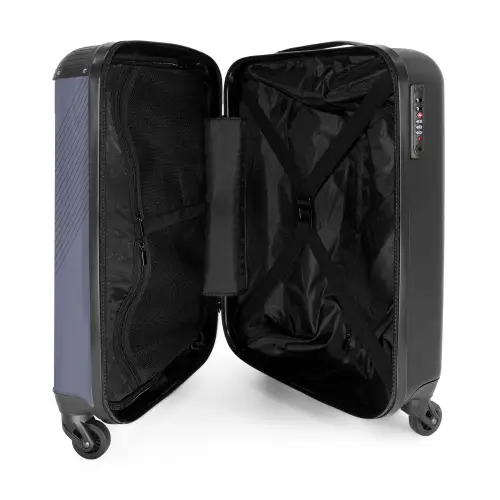Minimal - Kruisende lijnen op grijsblauw NBS - Handbagage koffer - Unisex middel -binnenkant