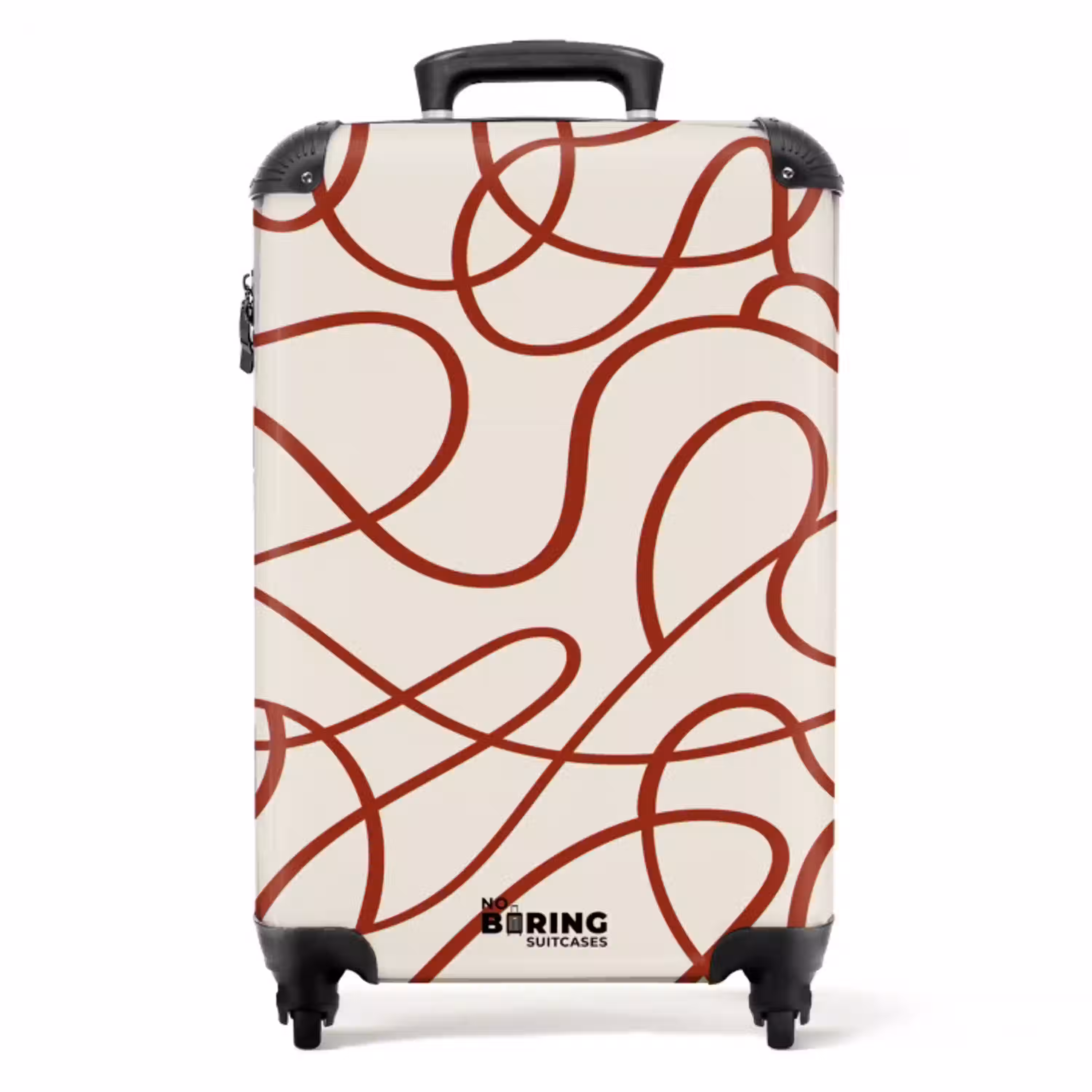 Donkerrode lijnen op beige achtergrond NBS - Handbagage koffer - Volwassenen Unisex middel -productfoto_recht