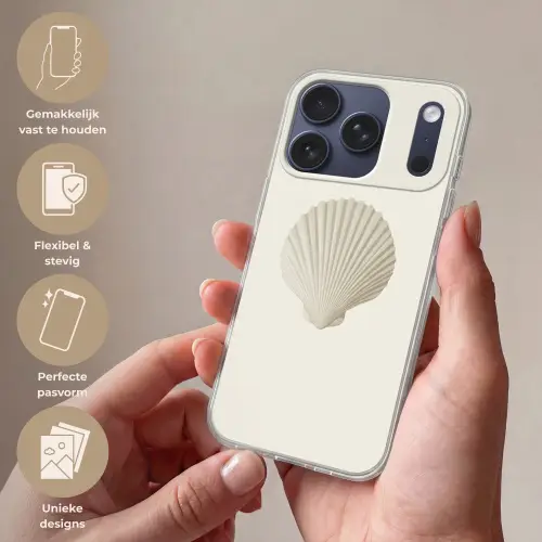 Schelp - Minimalistisch - Wit Telefoonhoesje iPhone 17 Pro klein -sfeer3_NL