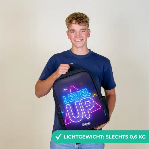 Neonletters op een bakstenen muur Rugzak - Zwart middel -sfeer7_NL