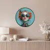 Vrouw - Blauw - Vlinder - Bloemen - Aesthetic Fotolijst rond zonder passe partout klein -sfeer3