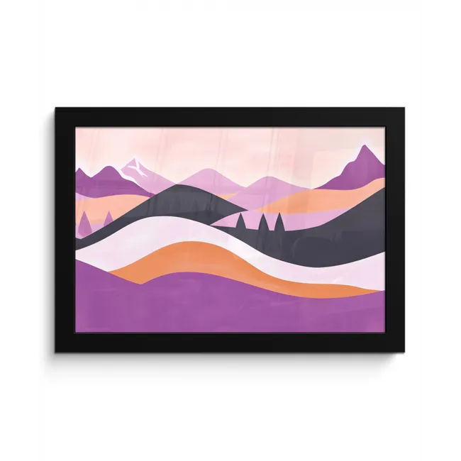 Abstract - Heuvels - Bomen - Groen fotolijst zwart zonder passe partout klein -3d