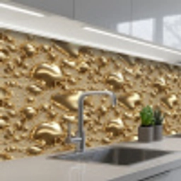 Druppels - Organisch - Goud keuken achterwand 2 middel 871 -3d_schuin