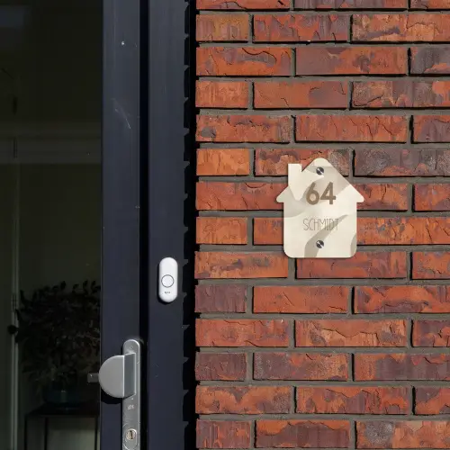 Beige organisch - Modern Naambord Huisje klein -sfeer2