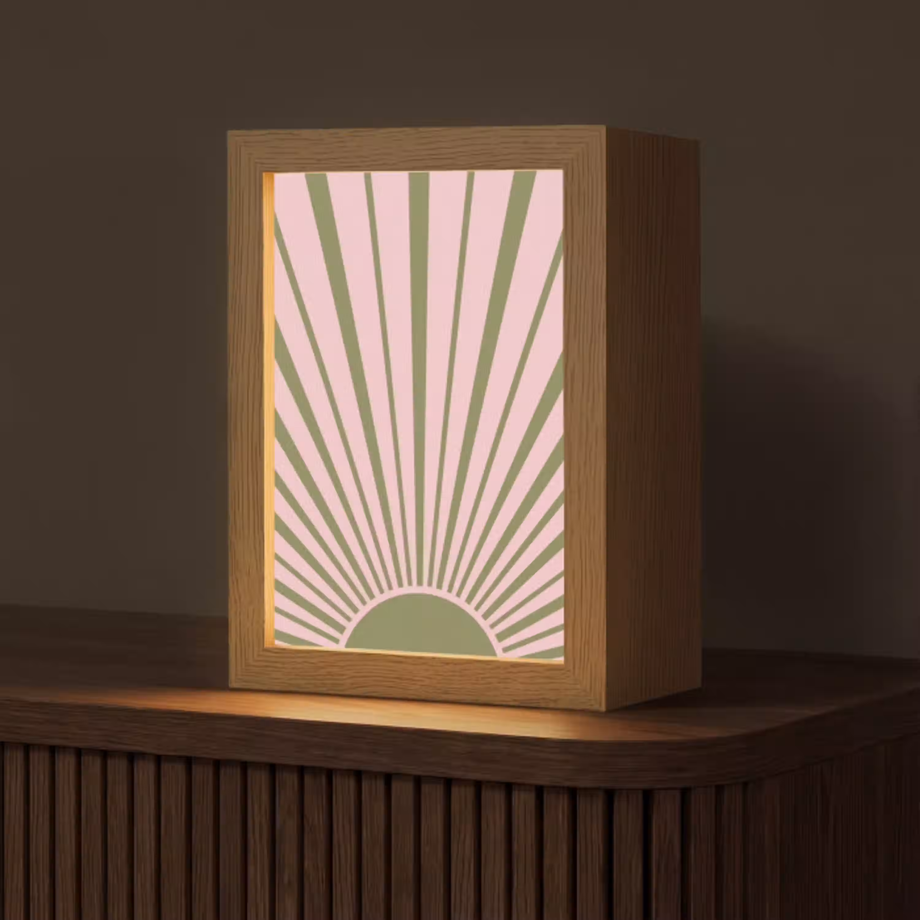 Abstract - Stralen - Grafisch - Roze - Groen Light Box met kabel (Tafellamp) klein -z3d_website