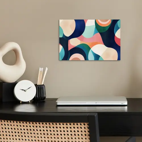 Abstract - Blauw - Roze poster papier klein -sfeer1