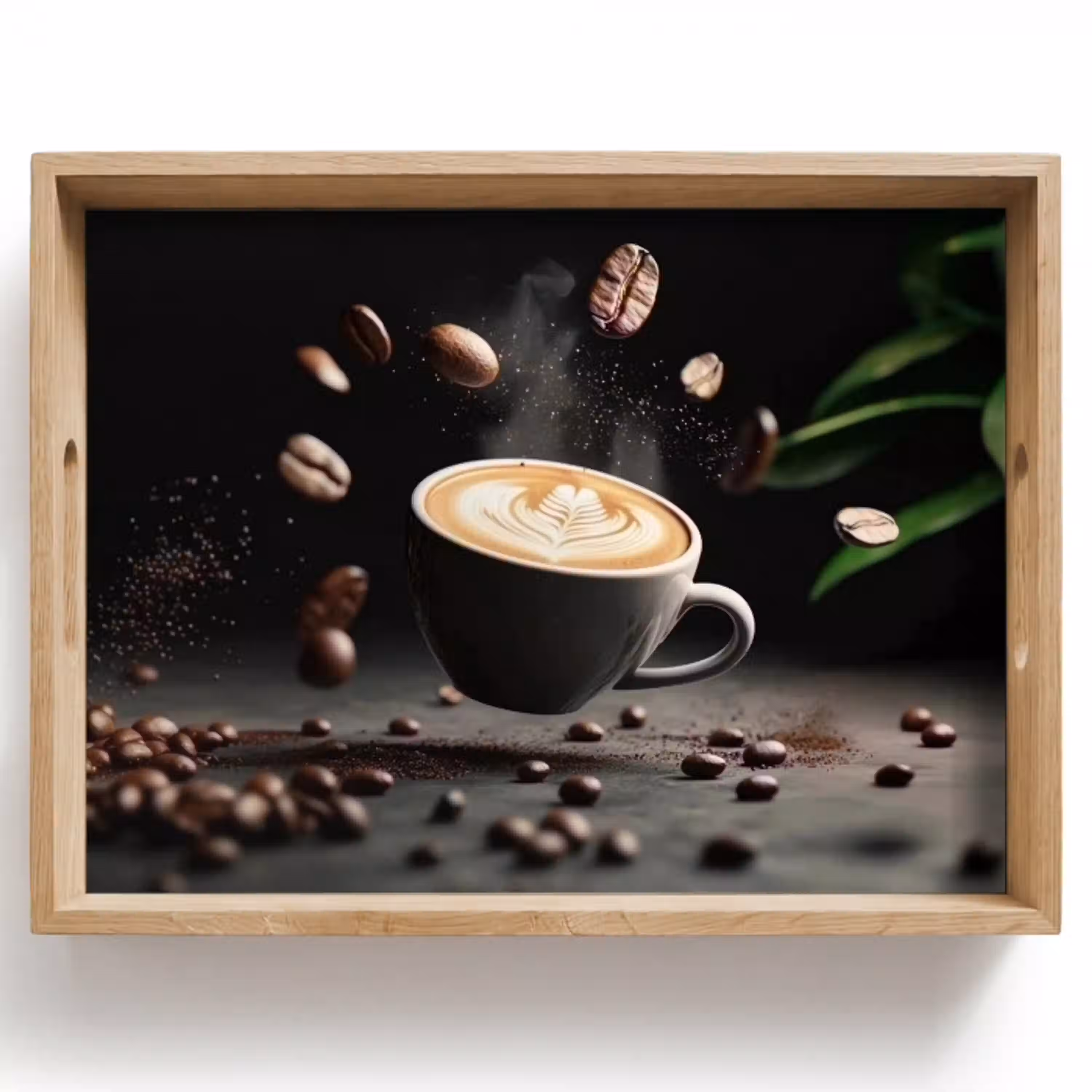 Cappuccino - Kop - Bonen - Bruin Dienblad Rechthoek middel -z3d_shopping