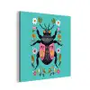 Kever - Bloemmotieven - Turquoise - Bladeren aluminium wit klein -3d