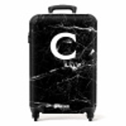 Marmer look - Zwart - Letter C NBS - Handbagage koffer - Unisex middel -productfoto_recht