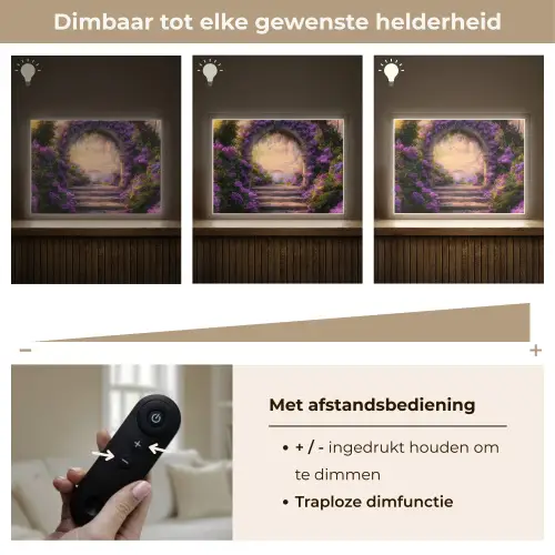 Poort - Paars - Bloemen Light Box met batterij (Wandlamp) middel -USP_dimbaarNL
