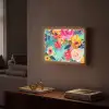 Bloemen - Olieverf - Kleurrijk - Natuur Light Box met batterij (Wandlamp) middel -sfeer1