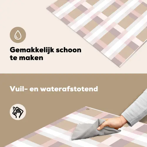 Ruitpatroon - Aardetinten - Minimalistisch Inductie beschemer met haakjes klein 777 -ky-schoon-nl