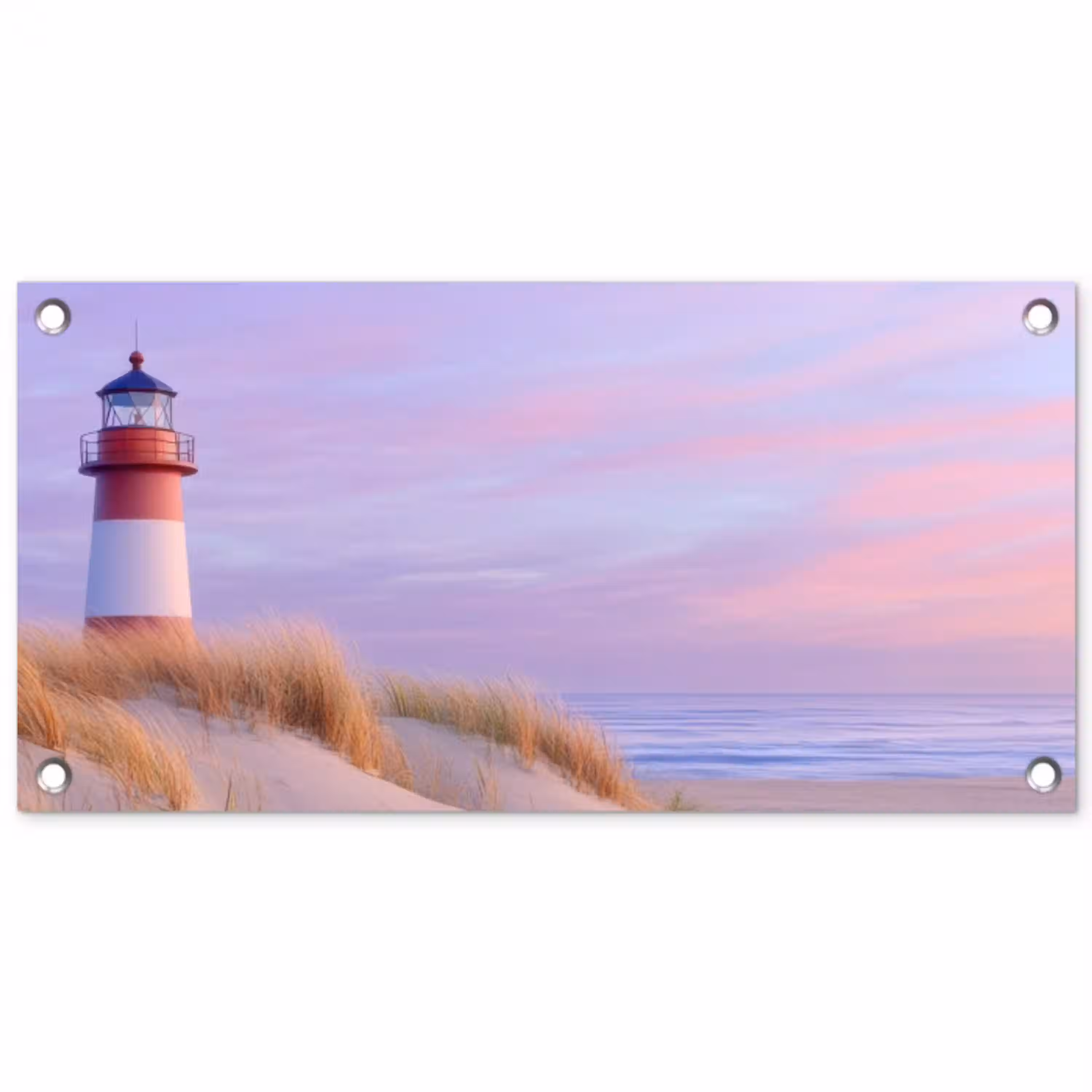 Vuurtoren - Duinen - Zonsondergang tuinposter los doek klein -3d