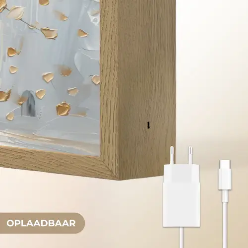 Boeddha - Bloemen - Boom - Goud - Modern Light Box met batterij (Wandlamp) middel -USP_websiteoplaadbaarNL