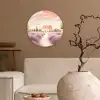 Lavendelveld - Huis - Paars Wandcirkel kunststof plaat 5mm dik klein -sfeer1