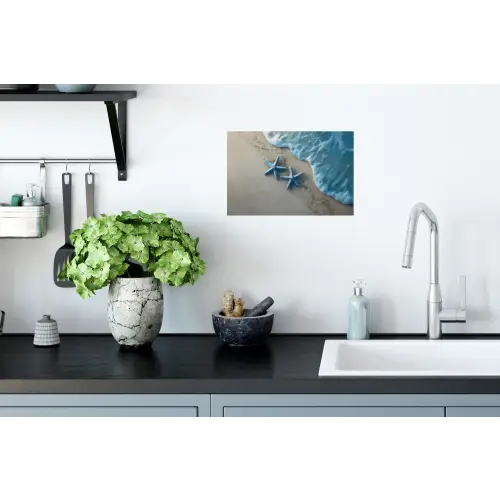 Zeesterren - Zand - Zee - Blauw Muursticker klein -keuken