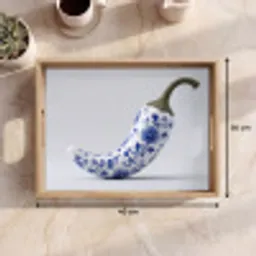 Chilipeper - Keramiek - Blauw Dienblad Rechthoek middel -USP_Formaat