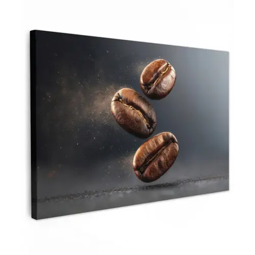 Koffiebonen - Zwevend - Grijs canvas 2cm klein -z3d