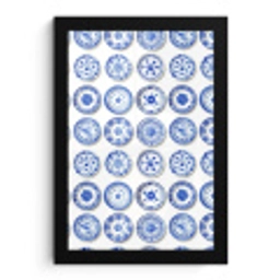 Borden - Bloemen - Patroon - Blauw fotolijst zwart zonder passe partout klein 224 -3d