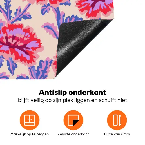 Bloemen - Patroon - Meerkleurig Inductie beschermer vinyl 3mm klein 276 -zzzzzzz-td-onderkant