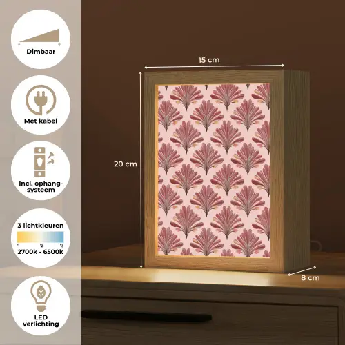 Waaier -  Roze - Rood Light Box met kabel (Tafellamp) klein 925 -USP_NL