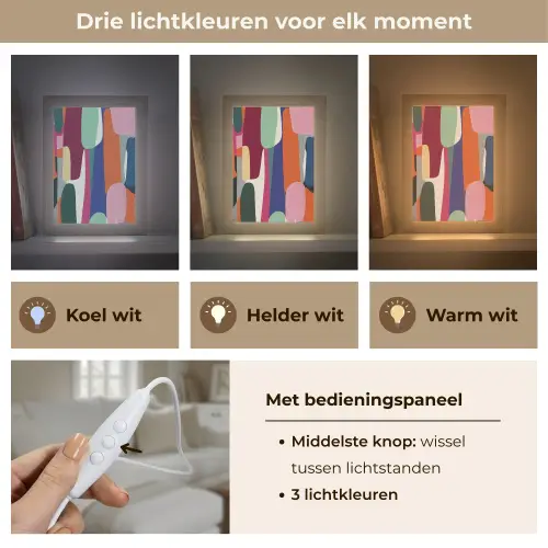 Vormen - Ritmisch - Kleuren - Abstract Light Box met kabel (Tafellamp) klein -USP_lichtkleurNL