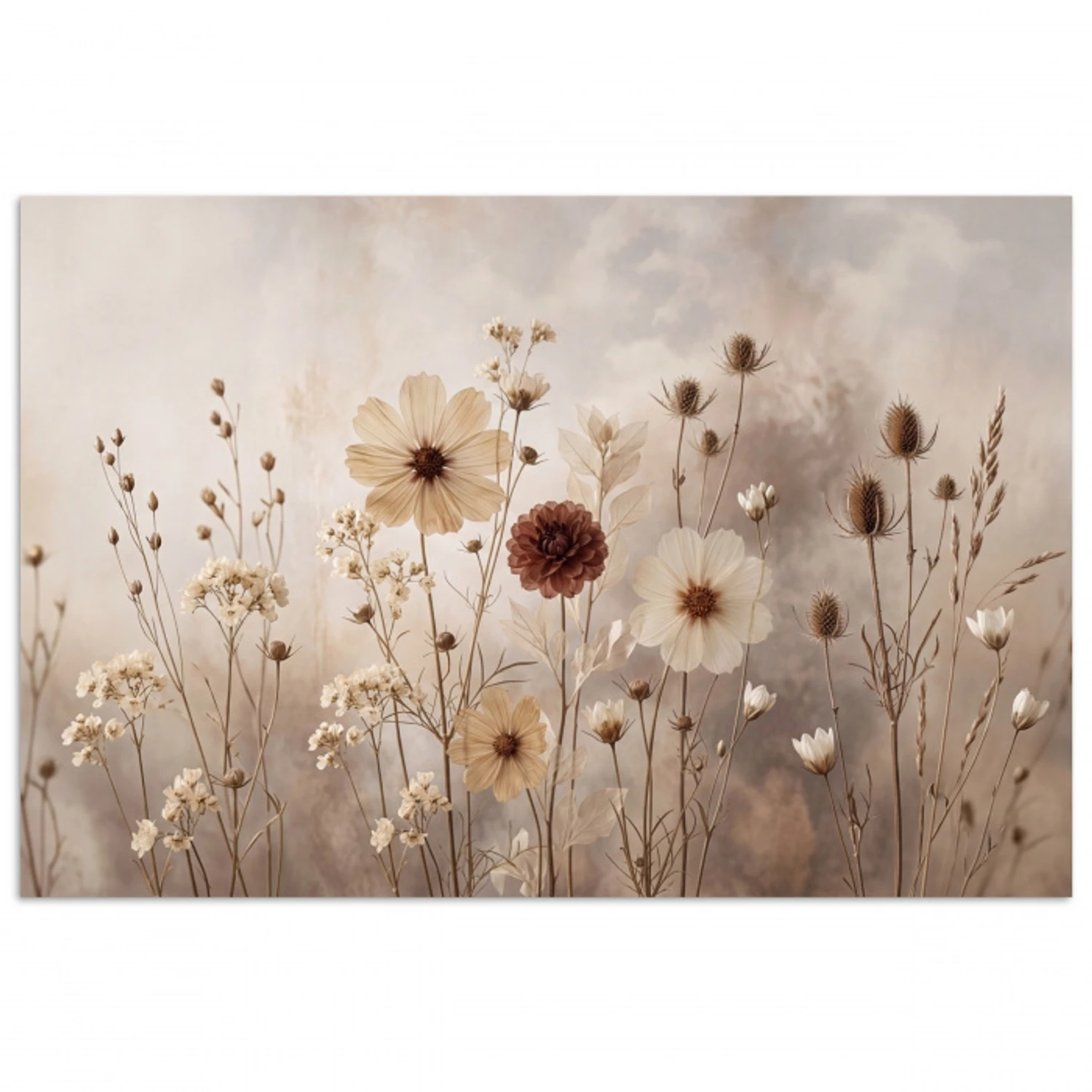 Wilde bloemen - Botanisch - Vintage - Natuur - Rustiek poster papier klein -3d