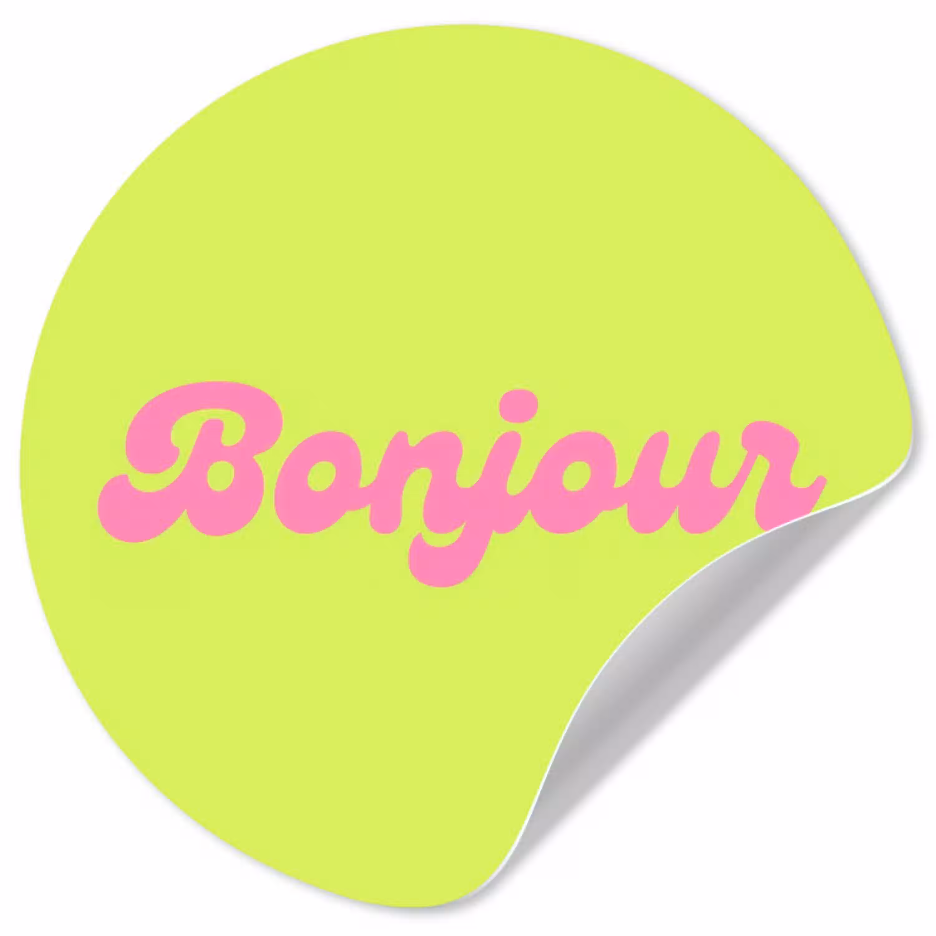 Groen - Roze bonjour - Retro Wandcirkel behangsticker klein -3d