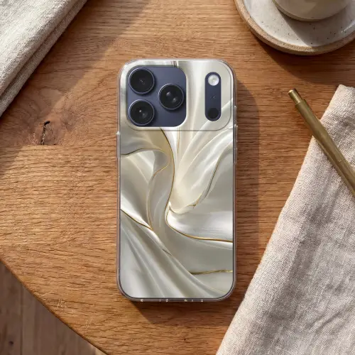 Stof - Plooien - Goud Telefoonhoesje iPhone 17 Pro klein -sfeer1
