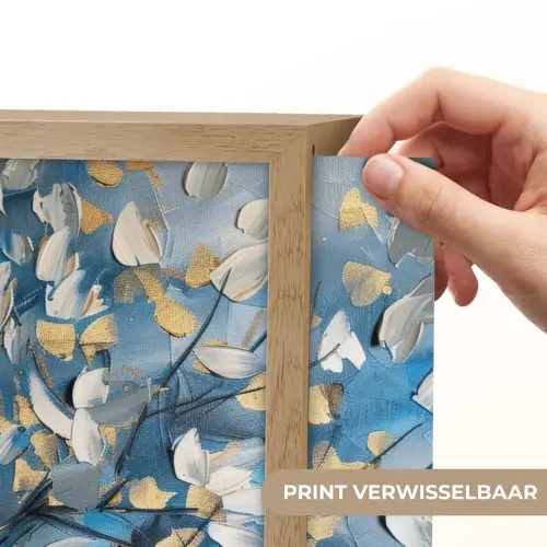 Boom - Blauw - Goud - Abstract Light Box met batterij (Wandlamp) middel -USP_websiteprintNL