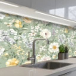 Klassiek - Bloemenpatroon - Kleurrijk keuken achterwand 2 middel 871 -3d_schuin