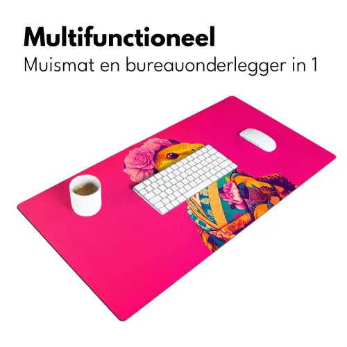 Hagedis - Bloemen - Roze - Kimono Muismat XXL klein -sfeer4