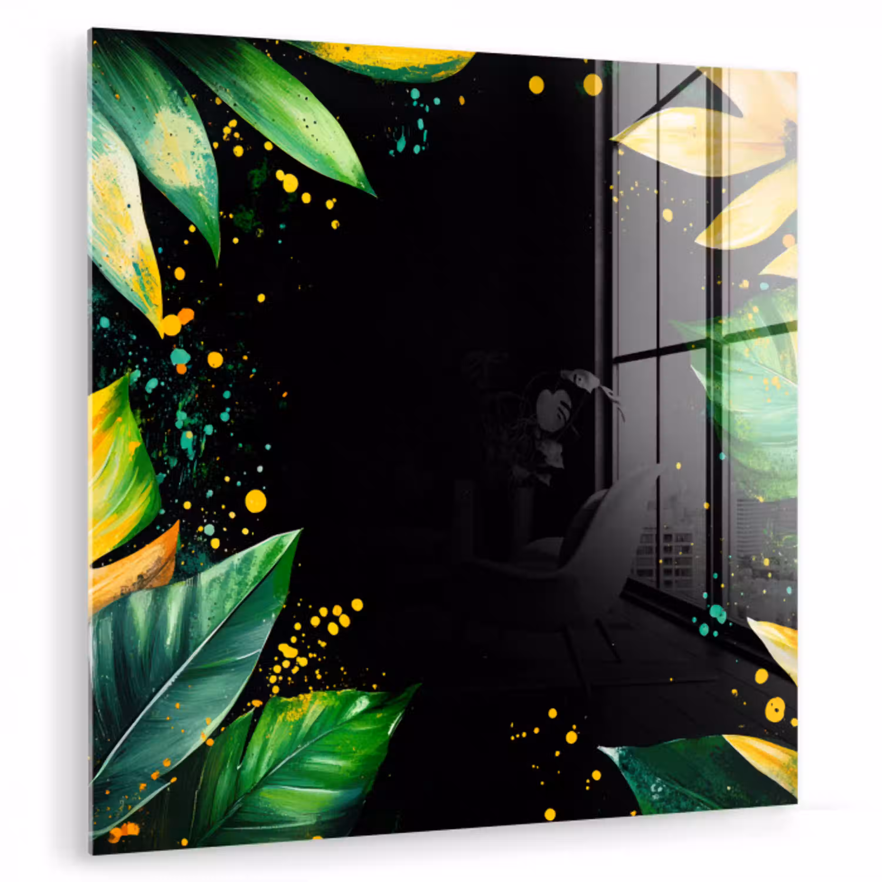 Bladeren - Groen - Geel - Verf - Jungle plexiglas 5mm klein -zzzproduct_nieuw