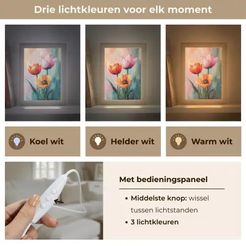 Dromerig - Bloemen - Verfijnde details Light Box met kabel (Tafellamp) klein -USP_lichtkleurNL