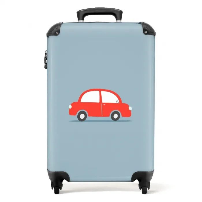 Rode auto blauwe achtergrond NBS - Handbagage koffer - Unisex middel -productfoto_recht