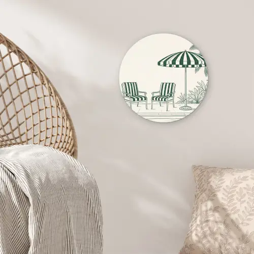 Terras - Illustratie - Groen Wandcirkel kunststof plaat 5mm dik klein -sfeer5