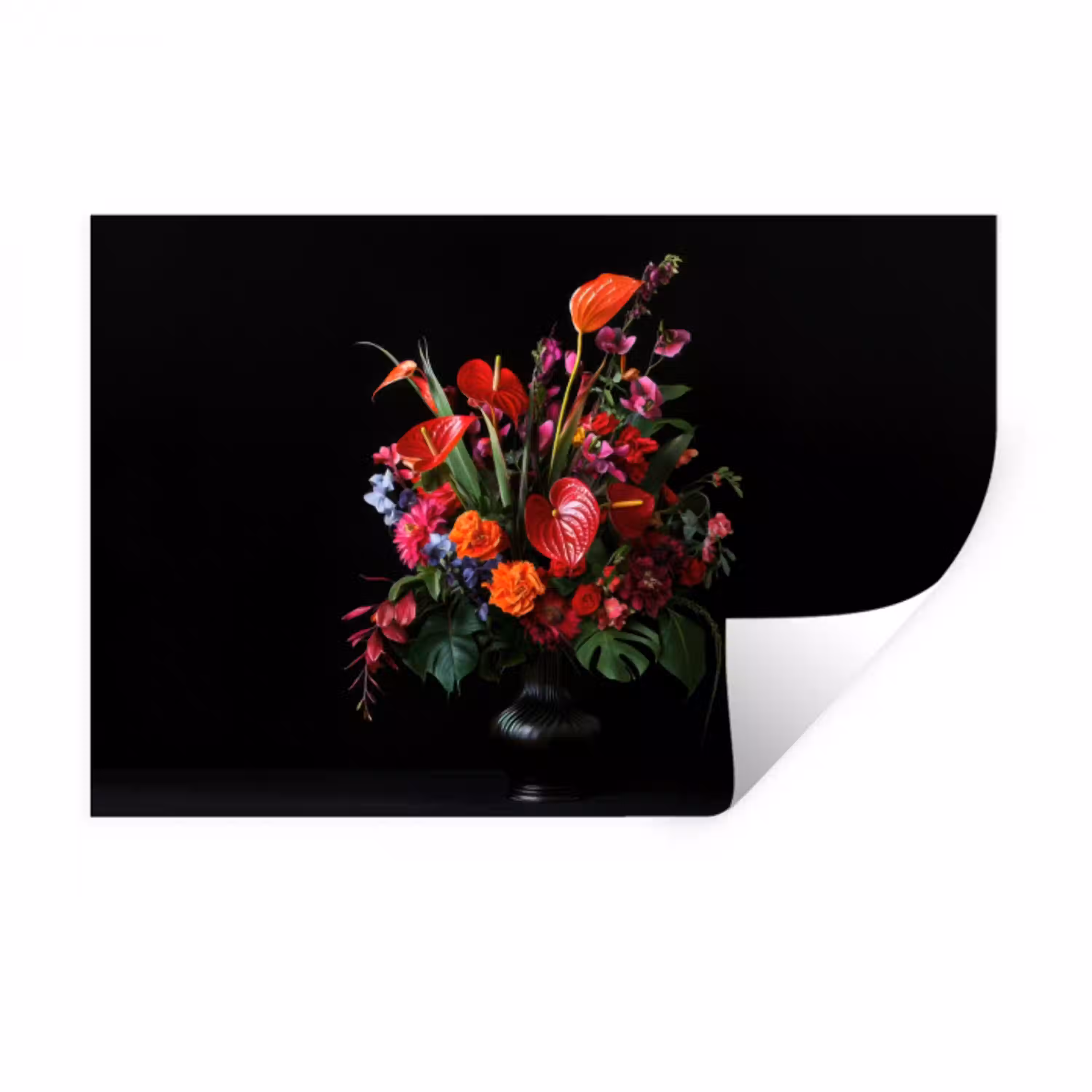 Bloemen - Boeket - Sierlijk Muursticker klein -3d