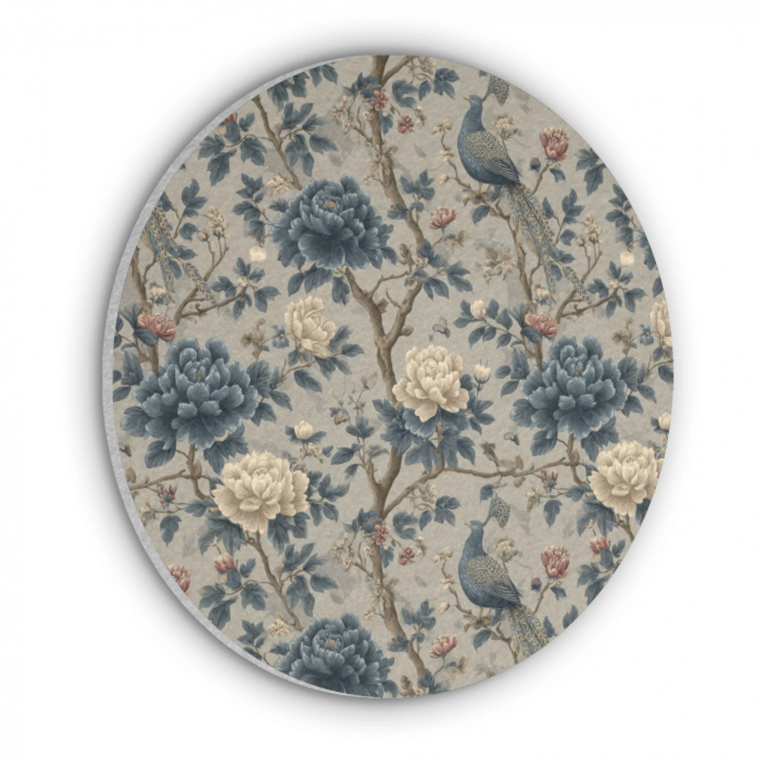 Pauw - Bloemen - Blauw Akoestische PET Vilt - Rond klein 838 -3d
