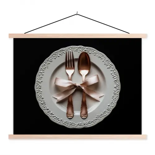 Rose - Strik - Bestek textielposter latten blank klein -3d