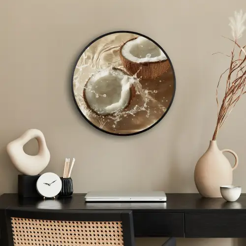 Kokosnoot - Water - Beige - Spetters Fotolijst rond zonder passe partout klein -sfeer1