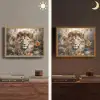 Leeuw - Wilde dieren - Planten - Natuur - Bloemen Light Box met batterij (Wandlamp) middel -sfeer3