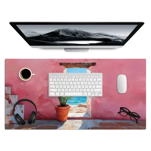 Zee - Roze - Cactus Muismat XXL klein -3d
